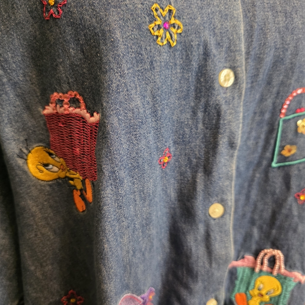 Warner Bros. Studio Store Vintage Denim Shirt 2XL 1385 - Picture 7 of 9